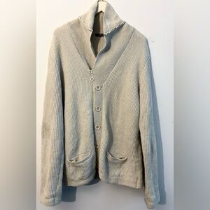 Vince Men's  off-white ribbed Cardigan Sweater